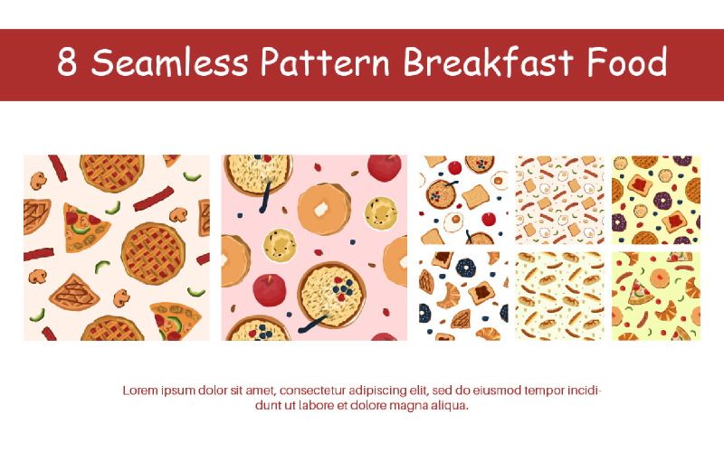 8 nourriture de petit déjeuner de modèle sans couture