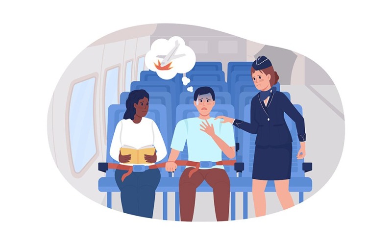 Paniekaanval tijdens vlucht vector geïsoleerde illustratie