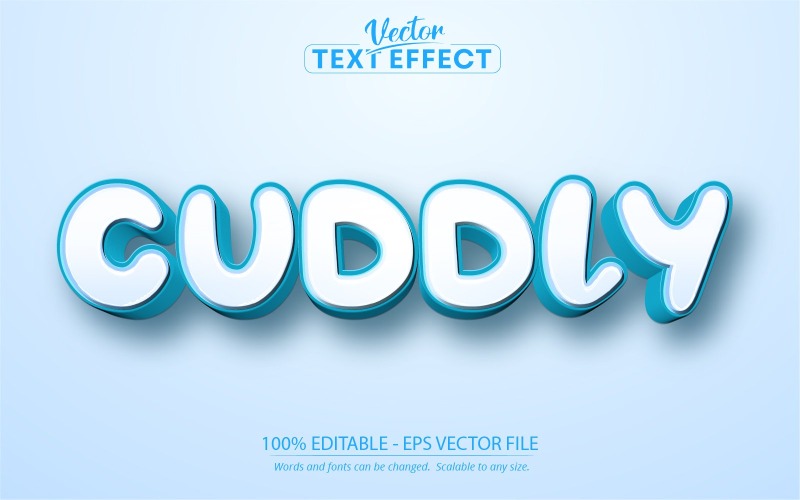 Cuddly – текстовий ефект, який можна редагувати, ніжно-блакитний мультяшний стиль тексту, графічна ілюстрація