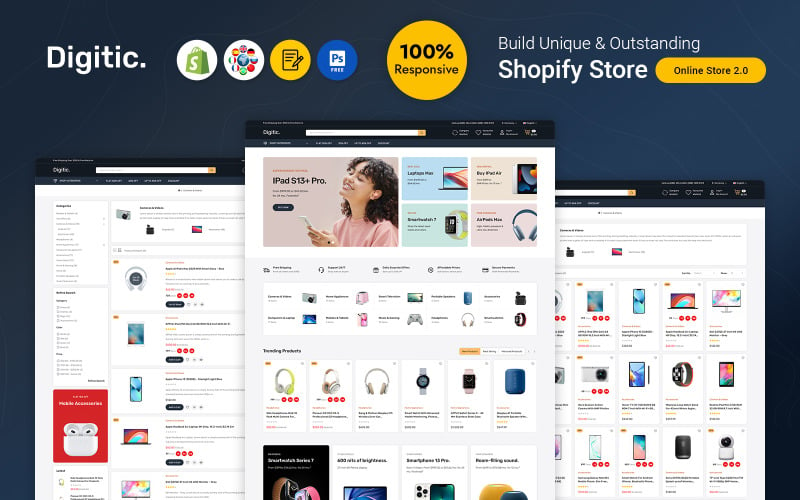 Digitic – elektronika, miniaplikace a počítače Víceúčelové responzivní téma Shopify