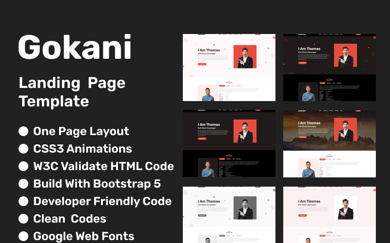 Gokani – Személyes portfólió Bootstrap 5 webhelysablonja