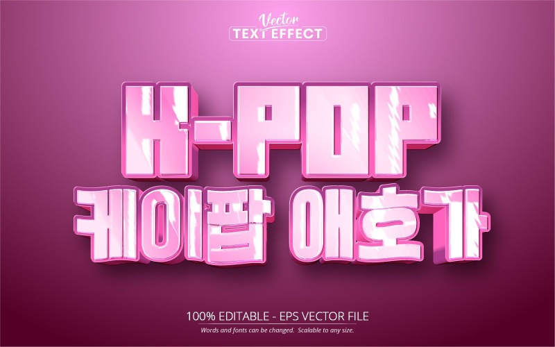 Koreansk Kpop - redigerbar texteffekt, tecknad textstil, grafikillustration