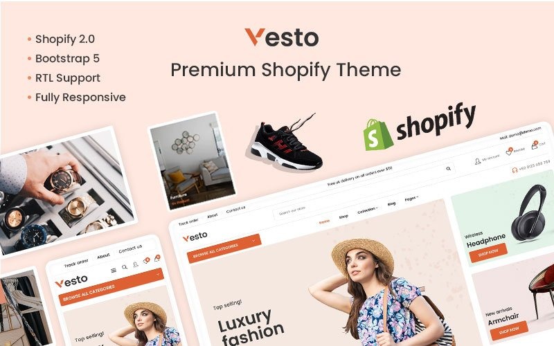Vesto – преміальна тема Shopify Megashop & Multistore