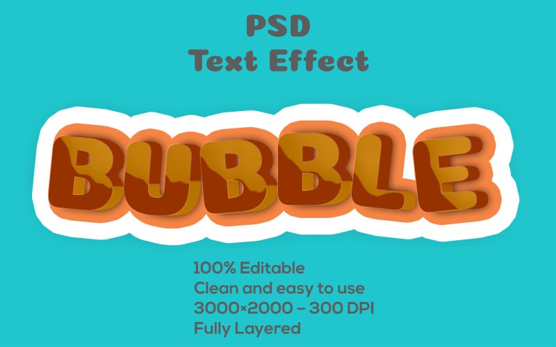 Bublina | Bubble Cartoon Psd Textový efekt | 3D bublinový upravitelný textový efekt