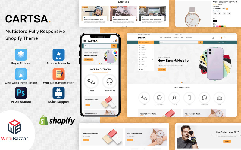 Cartsa - Minimal & Modern MultiStore Shopify-thema