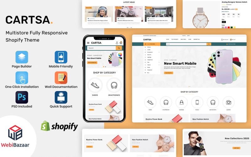 Cartsa - Minimales und modernes MultiStore-Shopify-Thema
