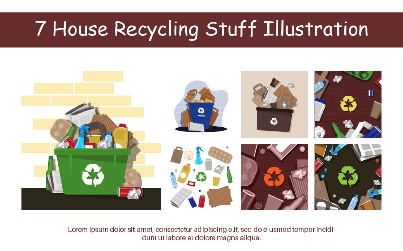 7 Dům Recyklace Věci Ilustrace