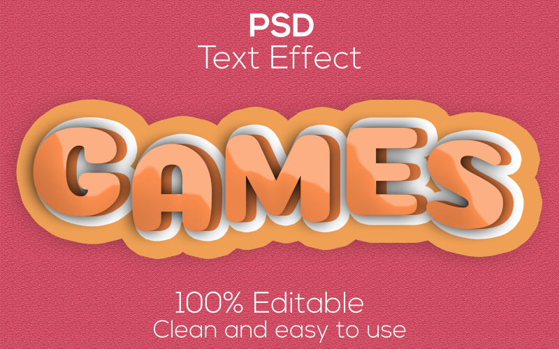 Juegos | Efecto de texto Psd de dibujos animados de juegos | Efecto de texto editable de juegos 3D | Efecto De Texto Psd De Juegos Modernos