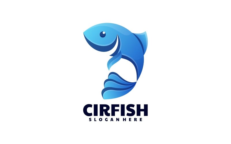 Logo sfumato di pesce cerchio vettoriale