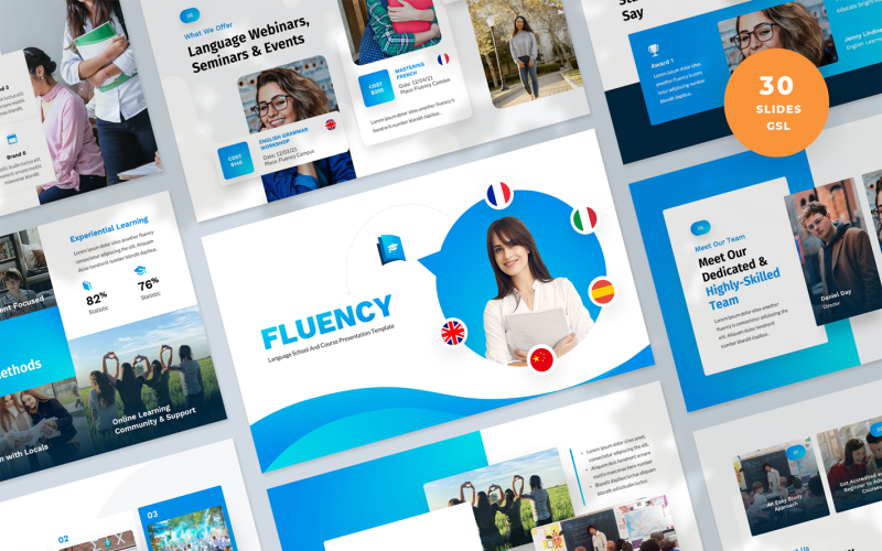 Презентация языковой школы Google Slides Template