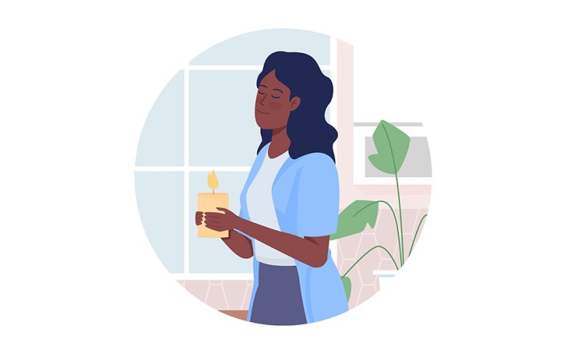 Senhora manipulando ilustração isolada do vetor de vela
