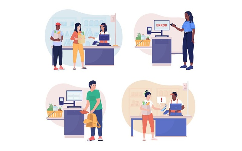 Conjunto de ilustrações isoladas de vetor de situações de vida