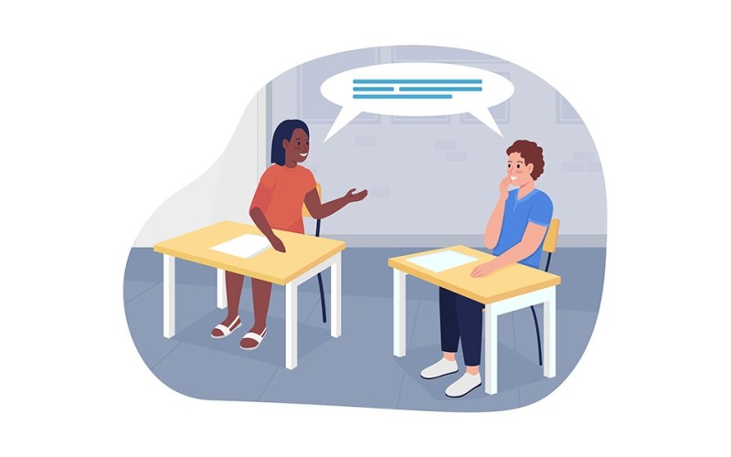 Hablando estudiantes vector ilustración aislada