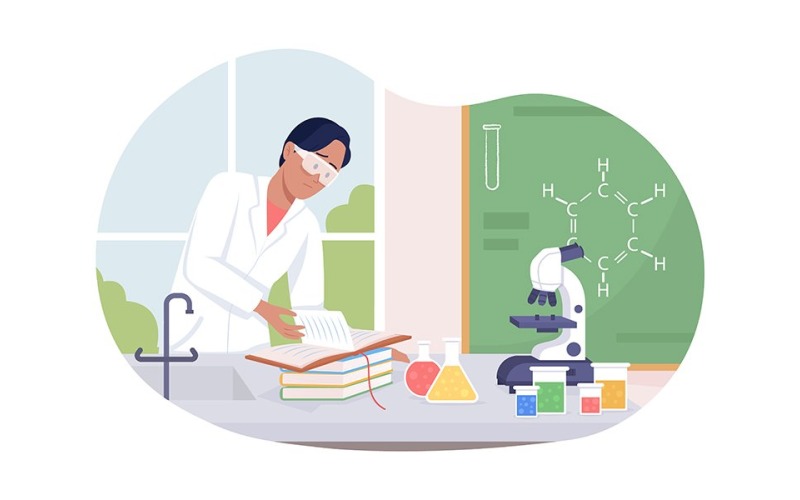 Ilustração isolada em vetor cientista masculino