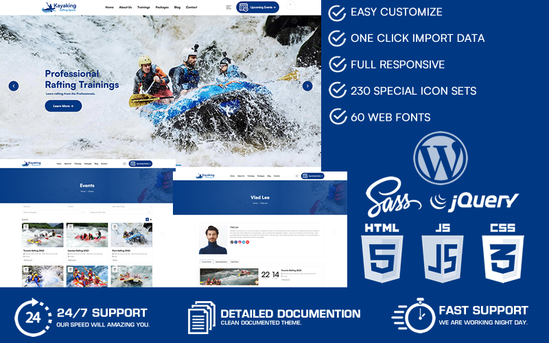 Kayak - Rafting tema de WordPress