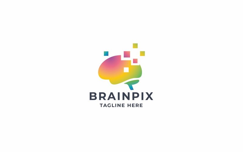 Logotipo de pixel cerebral profissional
