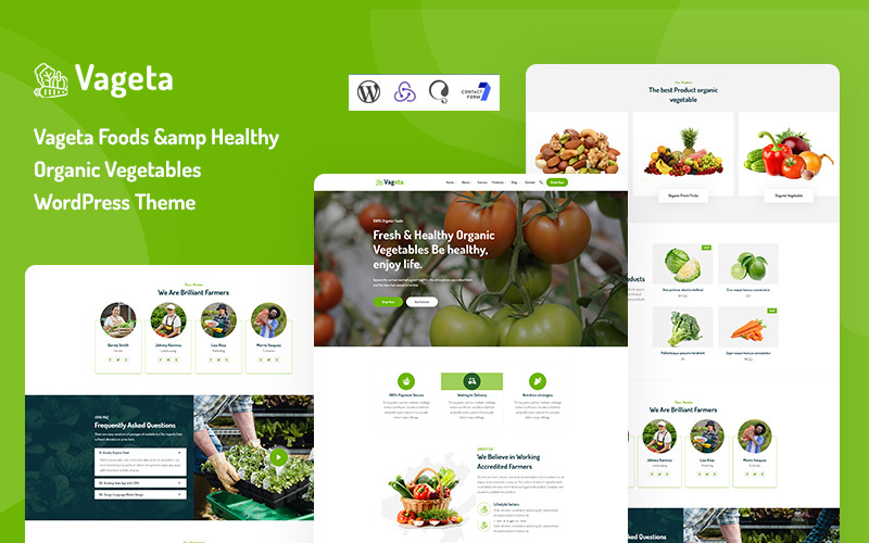 Vageta — тема WordPress для продуктов питания и здоровых органических овощей