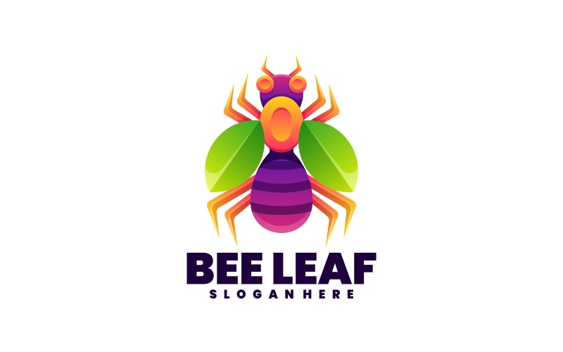 Bee Leaf Gradiënt Kleurrijke Logo Stijl