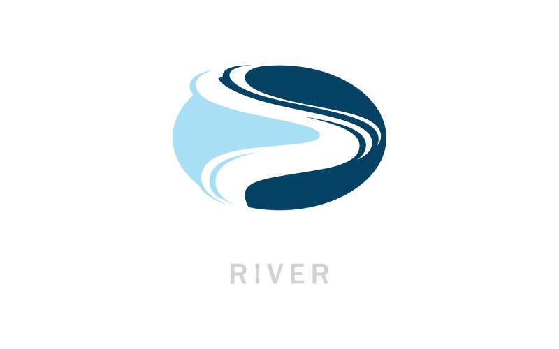 Kronkelende weg River Creek Logo ontwerp vectorillustratie V5