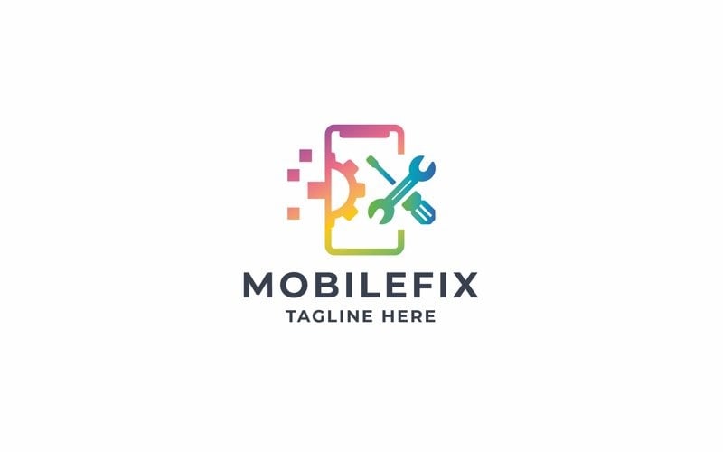 Logotipo de correção móvel Pixel profissional