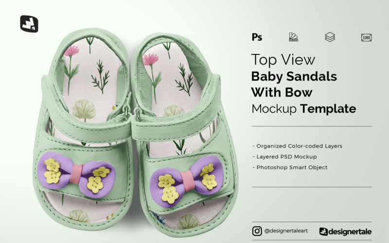 Мокап детских сандалий Topview с бантом