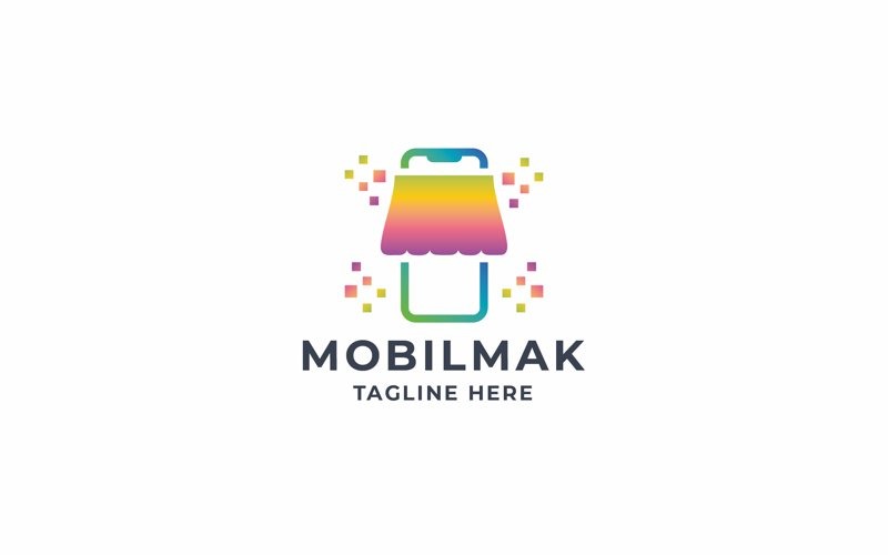 Profesjonalne logo rynku mobilnego pikseli