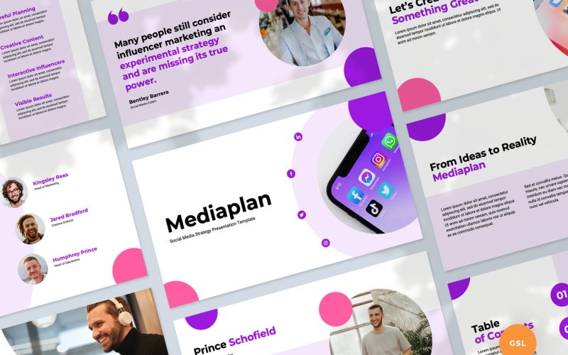 Шаблон презентації стратегії соціальних медіа Google Slides