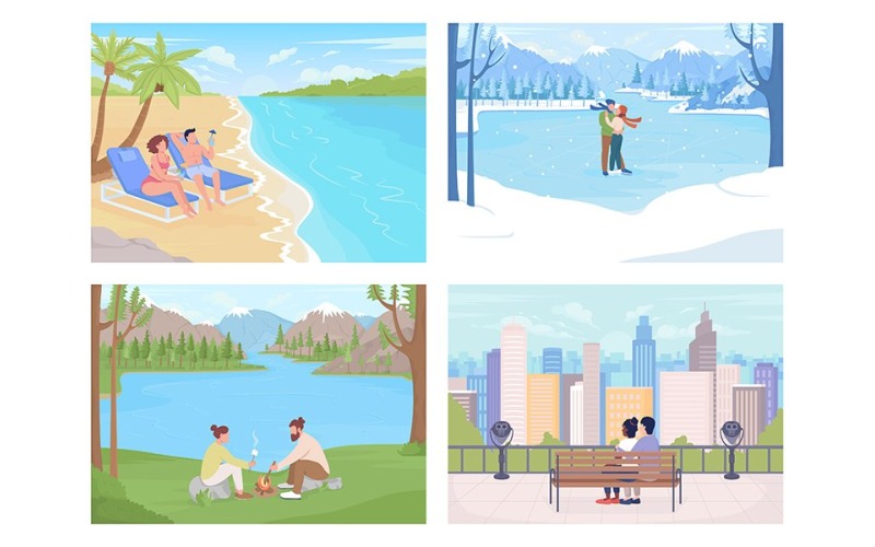 Sezónní prázdninové skvrny barevné vektorové ilustrace sada
