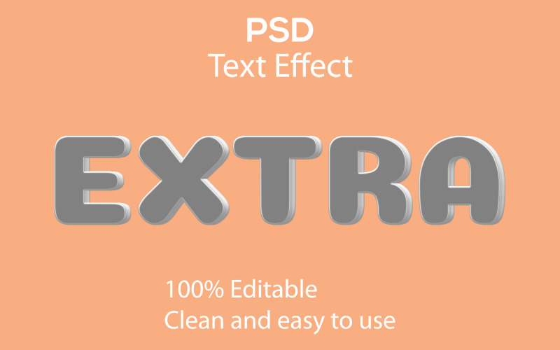 Extra | 3D Extra bearbeitbarer Texteffekt | Moderner zusätzlicher Psd-Texteffekt