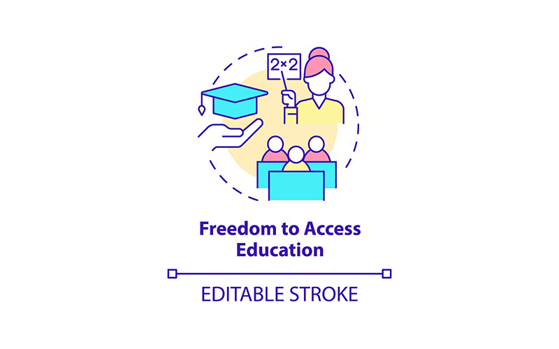 Icône de concept de liberté d'accès à l'éducation