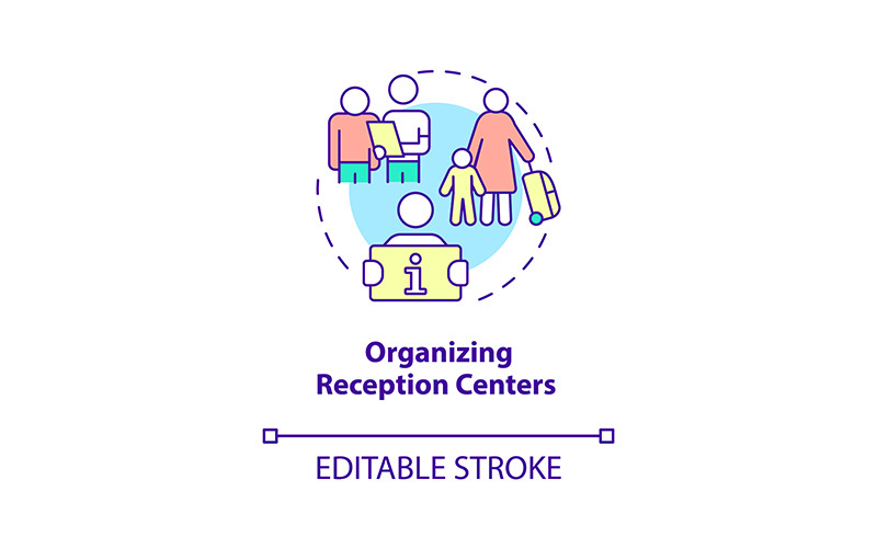 Icono de concepto de organización de centros de recepción