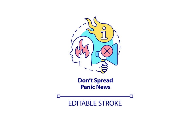 Non diffondere l'icona del concetto di notizie di panico