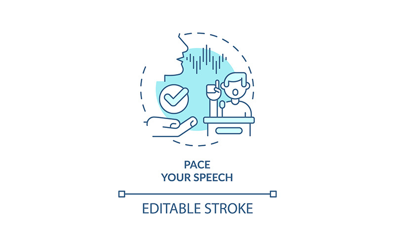 Pace your speech turquoise concept icon