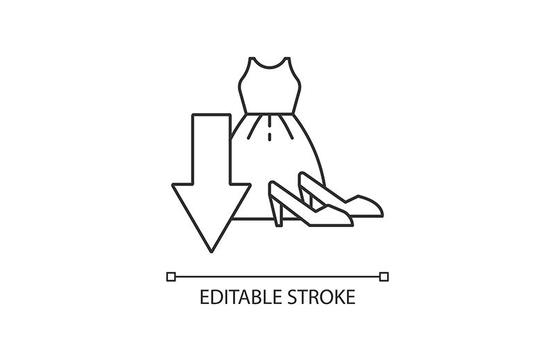 Reduza a compra de ícone linear de roupas