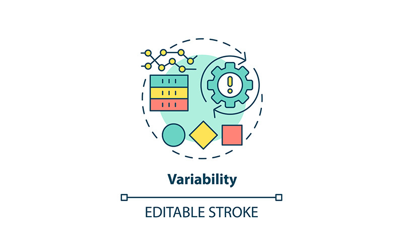 Curso editável do ícone do conceito de variabilidade