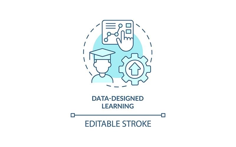 Data-designed learning turquoise concept icon