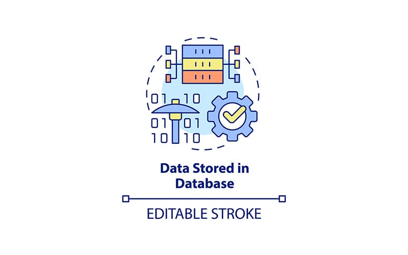 Data lagras i databas koncept ikon