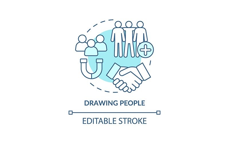 Drawing people turquoise concept icon