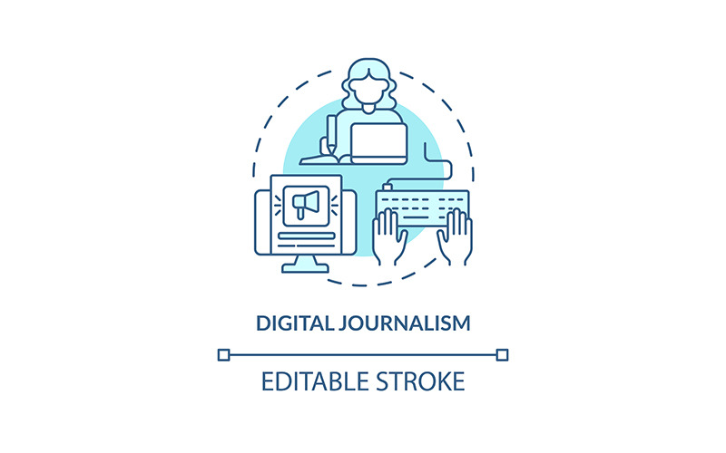 Ícone de conceito turquesa de jornalismo digital