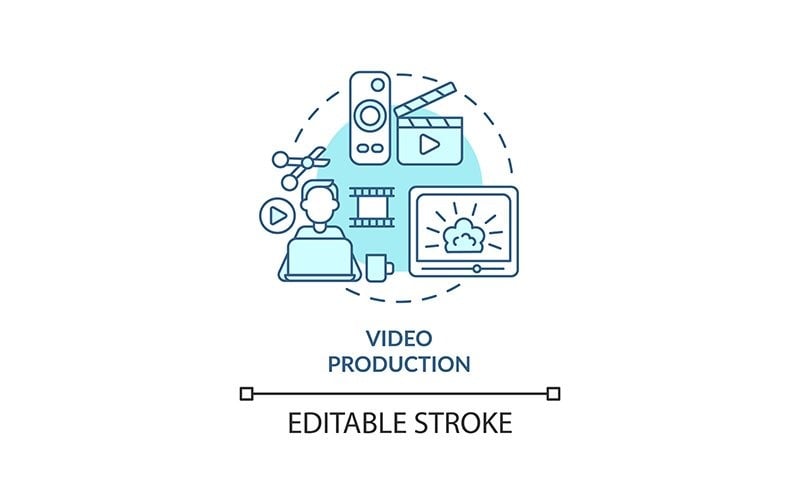 Ícone de conceito turquesa de produção de vídeo
