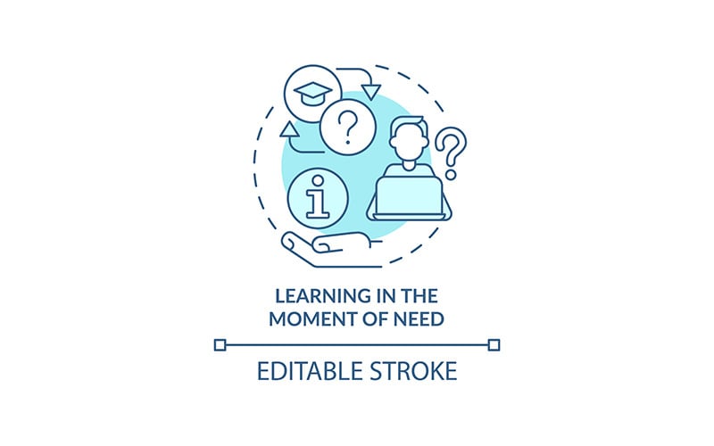 Learning in moment of need turquoise concept icon