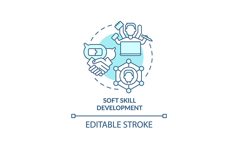 Symbol für das türkisfarbene Konzept zur Entwicklung von Soft Skills