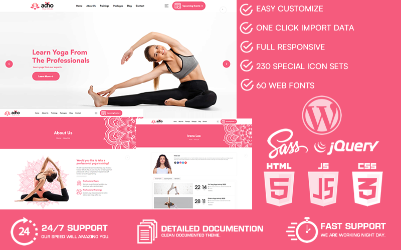 Adho - Yoga Stüdyosu WordPress Teması