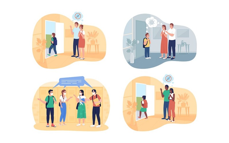 Após a pandemia retornar ao conjunto de ilustrações isoladas da escola