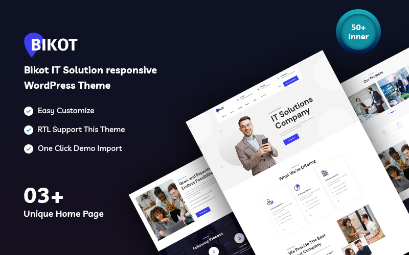 Bikot – téma WordPress reagující na IT řešení