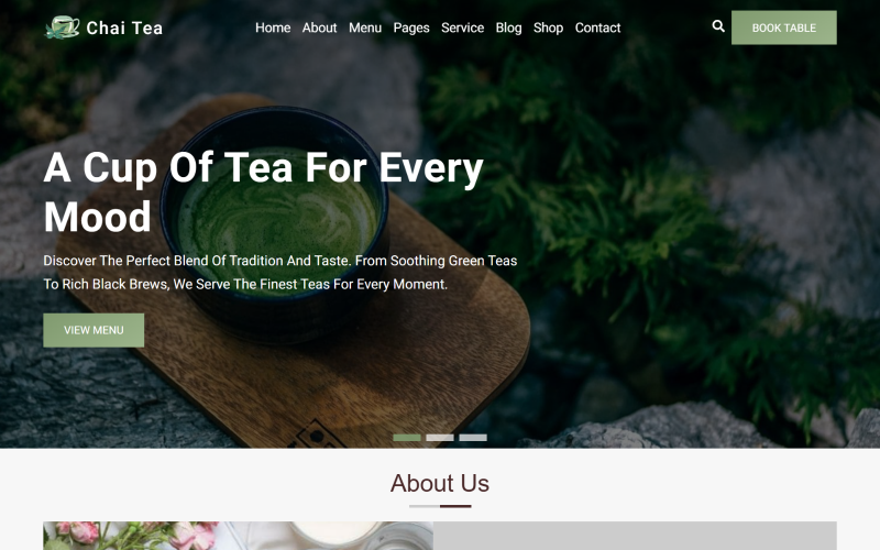 Chai Tea - Modèle de site Web de magasin de thé React