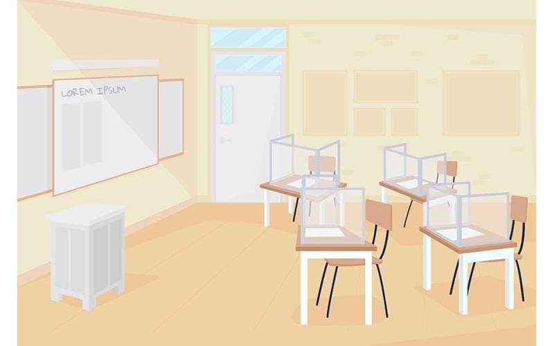 Classe vide à l'illustration vectorielle de couleur école