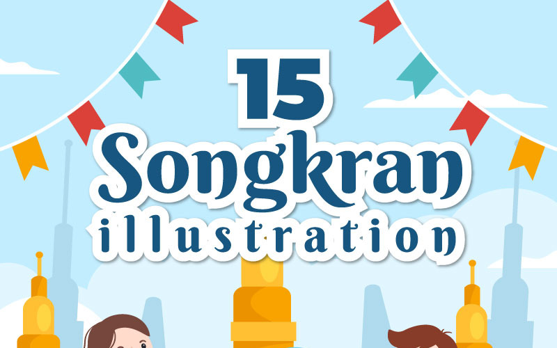 15 Illustration zum Songkran-Festtag