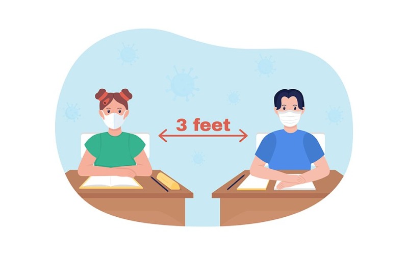 Illustrazione isolata del vettore di distanza della lezione scolastica