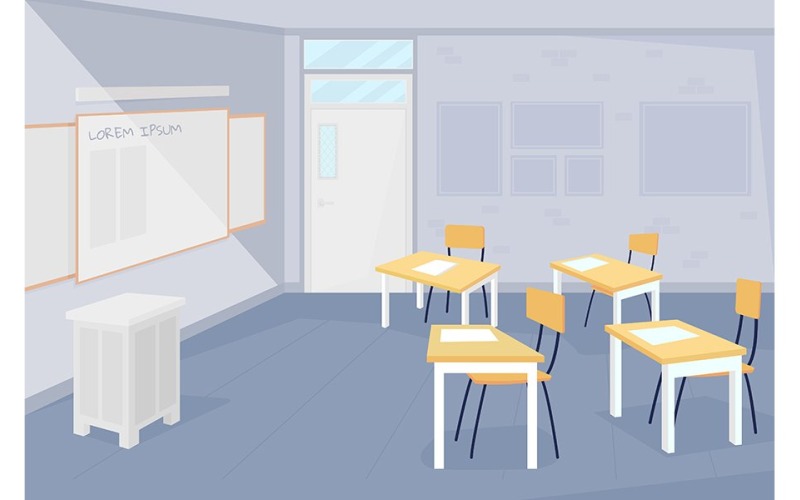 Ilustração em vetor de cor de sala de aula vazia